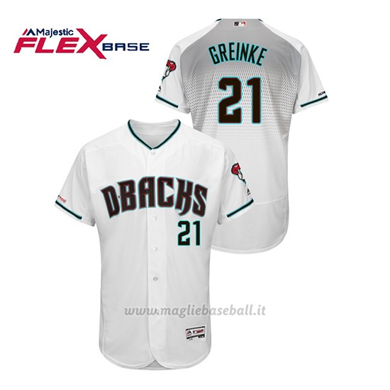 Maglia Baseball Uomo Arizona Diamondbacks Zack Greinke 150th Aniversario Patch Autentico Flex Base Bianco